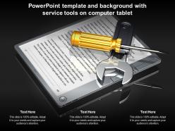 Powerpoint template and background with service tools on computer tablet