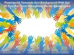 Powerpoint template and background with set of colorful hand silhouettes vector background
