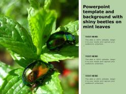 Powerpoint template and background with shiny beetles on mint leaves