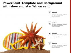 Powerpoint template and background with shoe and starfish on sand