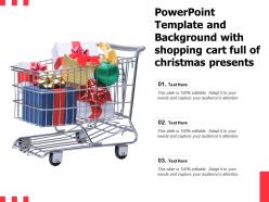 Powerpoint template and background with shopping cart full of christmas presents