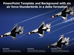 Powerpoint template and background with six air force thunderbirds in a delta formation