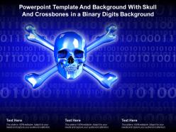 Powerpoint template and background with skull and crossbones in a binary digits background