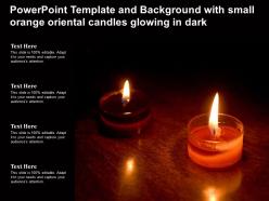 Powerpoint template and background with small orange oriental candles glowing in dark