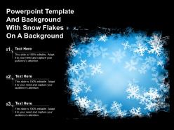 Powerpoint template and background with snow flakes on a background