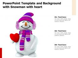 Powerpoint template and background with snowman with heart