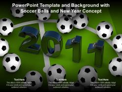 Powerpoint template and background with soccer balls and new year concept
