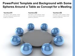 Powerpoint template and background with some spheres around a table as concept for a meeting