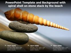 Powerpoint template and background with spiral shell on stone stack by the beach