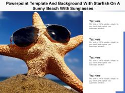 Powerpoint template and background with starfish on a sunny beach with sunglasses