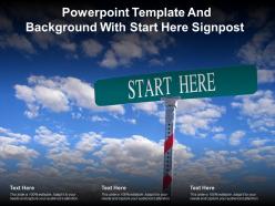Powerpoint template and background with start here signpost