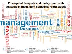 Powerpoint template and background with strategic management objectives word clouds