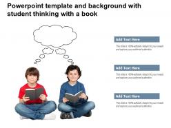 Powerpoint template and background with student thinking with a book