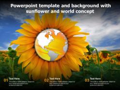 Powerpoint template and background with sunflower and world concept