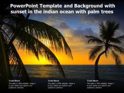 Powerpoint template and background with sunset in the indian ocean with palm trees