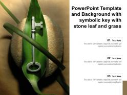 Powerpoint template and background with symbolic key with stone leaf and grass