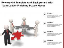 Powerpoint template and background with team leader finishing puzzle pieces