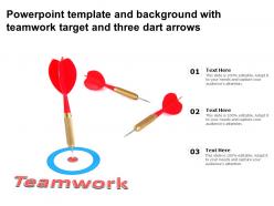 Powerpoint template and background with teamwork target and three dart arrows
