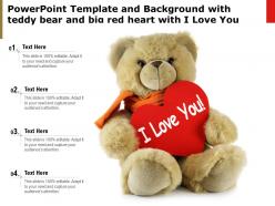 Powerpoint template and background with teddy bear and big red heart with i love you