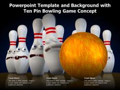 Powerpoint template and background with ten pin bowling game concept