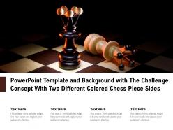 Powerpoint template and background with the challenge concept with two different colored chess piece sides