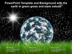 Powerpoint template and background with the earth in green grass and stars nebula
