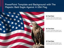 Powerpoint template and background with the majestic bald eagle against a usa flag