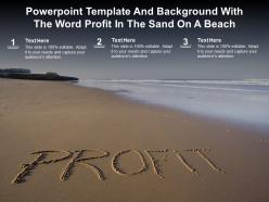 Powerpoint Template And Background With The Word Profit In The Sand On A Beach