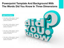 Powerpoint template and background with the words did you know in three dimensions