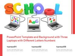 Powerpoint template and background with three laptops with different letters numbers