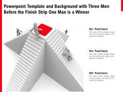 Powerpoint template and background with three men before the finish strip one man is a winner