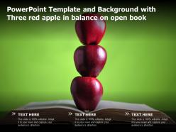 Powerpoint template and background with three red apple in balance on open book