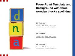 Powerpoint template and background with three wooden blocks spell dna