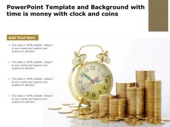 Powerpoint template and background with time is money with clock and coins
