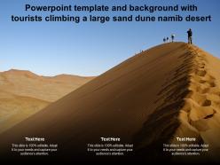 Powerpoint template and background with tourists climbing a large sand dune namib desert