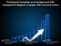 Powerpoint template and background with transparent diagram of graph with success arrow