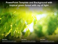 Powerpoint template and background with tropical green forest with ray of light