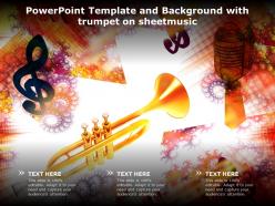 Powerpoint template and background with trumpet on sheet music