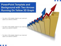 Powerpoint template and background with two arrows running on yellow 3d graph