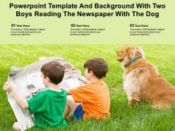 Powerpoint template and background with two boys reading the newspaper with the dog