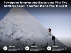 Powerpoint template and background with two climbers about to summit island peak in nepal
