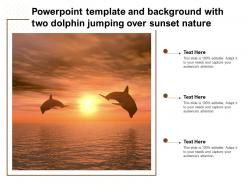 Powerpoint template and background with two dolphin jumping over sunset nature
