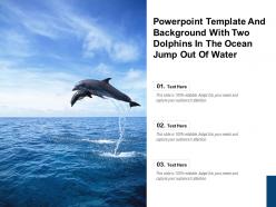 Powerpoint template and background with two dolphins in the ocean jump out of water
