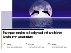 Powerpoint template and background with two dolphins jumping over sunset nature