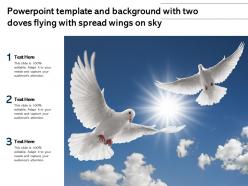 Powerpoint template and background with two doves flying with spread wings on sky
