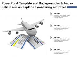 Powerpoint template and background with two e tickets and an airplane symbolizing air travel