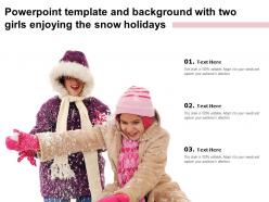 Powerpoint template and background with two girls enjoying the snow holidays