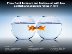 Powerpoint template and background with two goldfish and aquarium falling in love