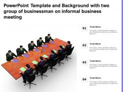Powerpoint template and background with two group of businessman on informal business meeting