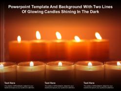 Powerpoint template and background with two lines of glowing candles shining in the dark